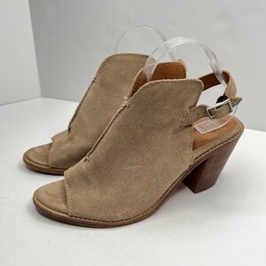 Frye Courtney Sling Back Mules Suede Ash, Brown Size 9.5